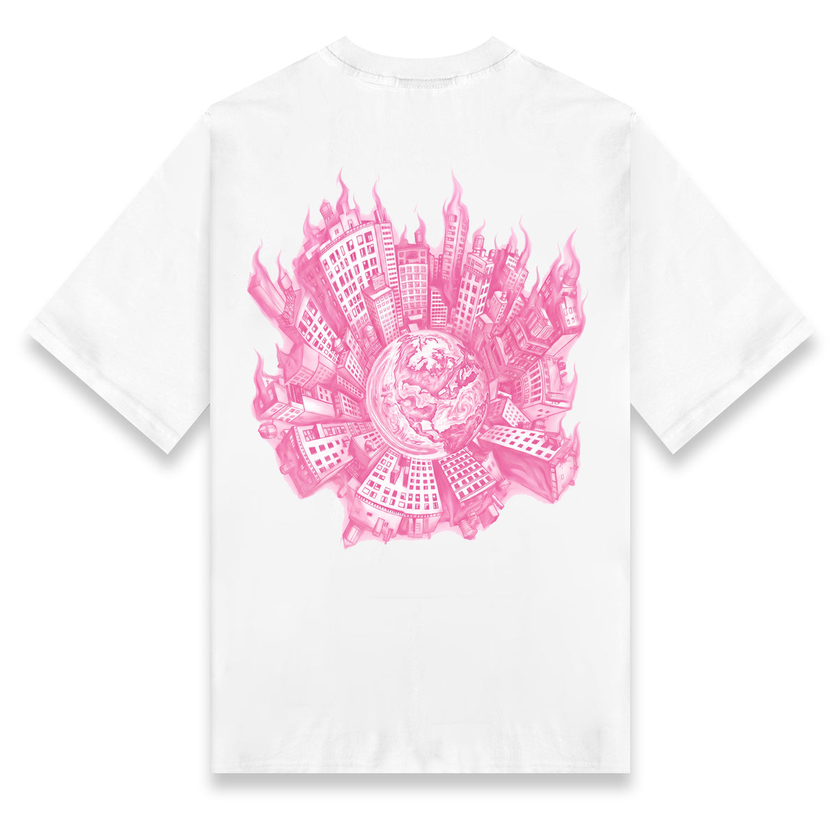 World in Flames White Oversized Shirt