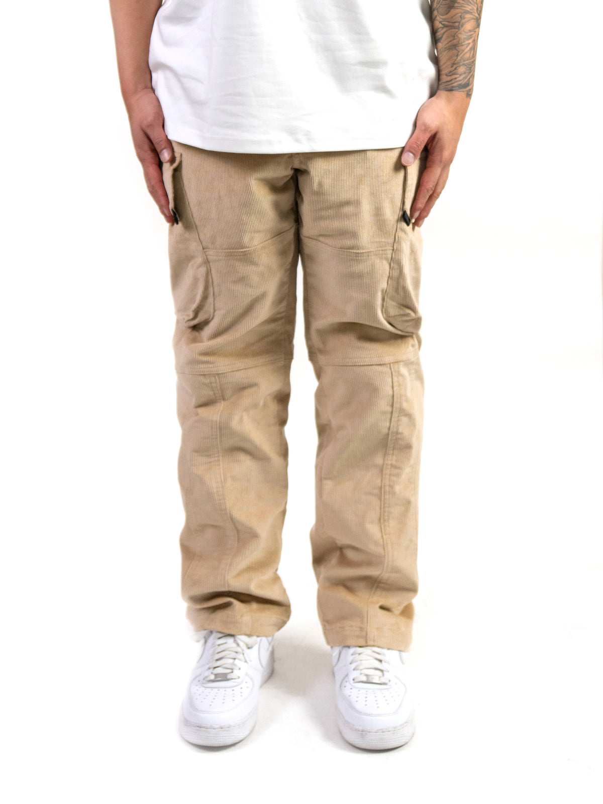 Beige Corduroy Cargo Pants