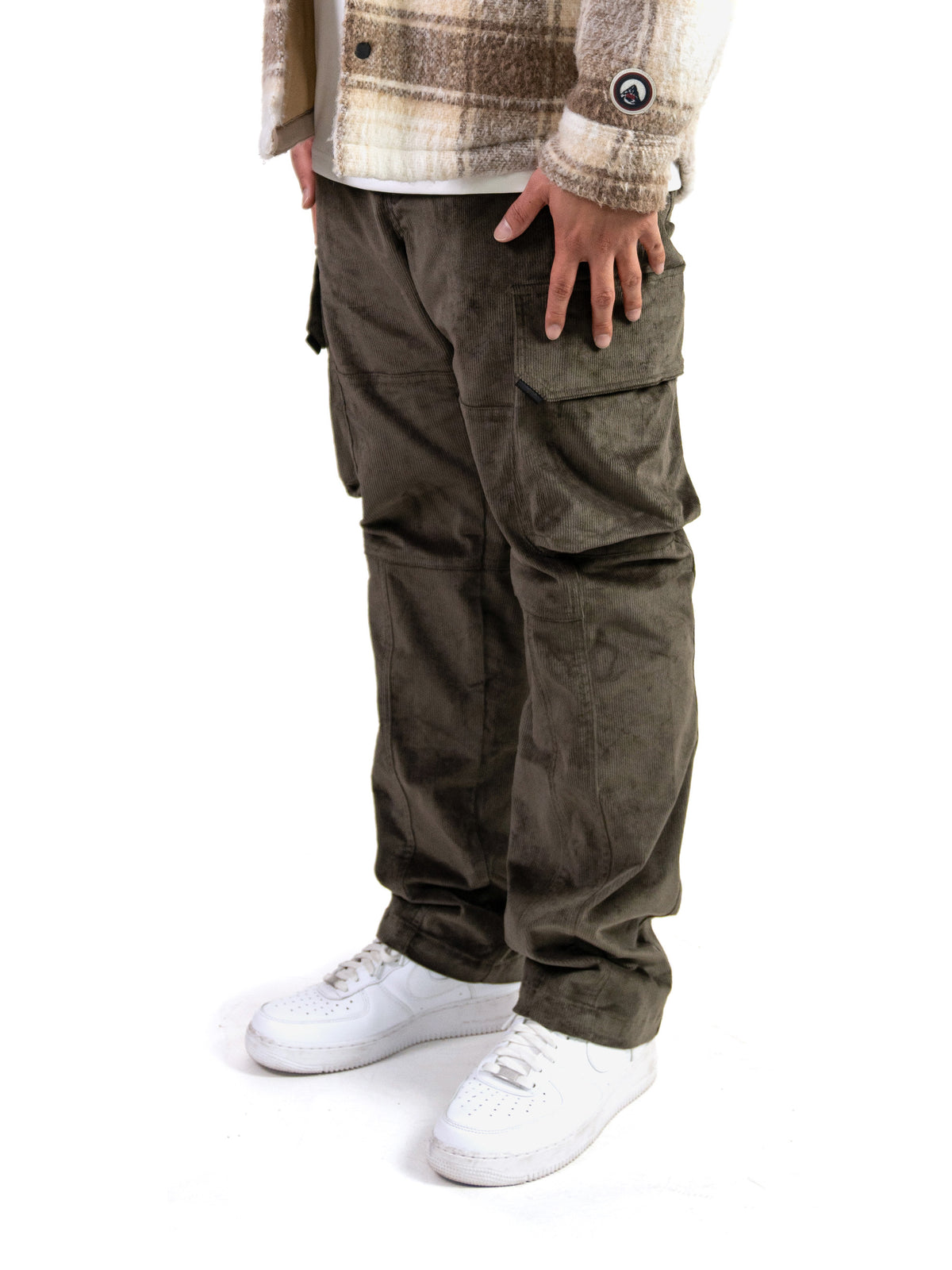 Olive Corduroy Cargo Pants