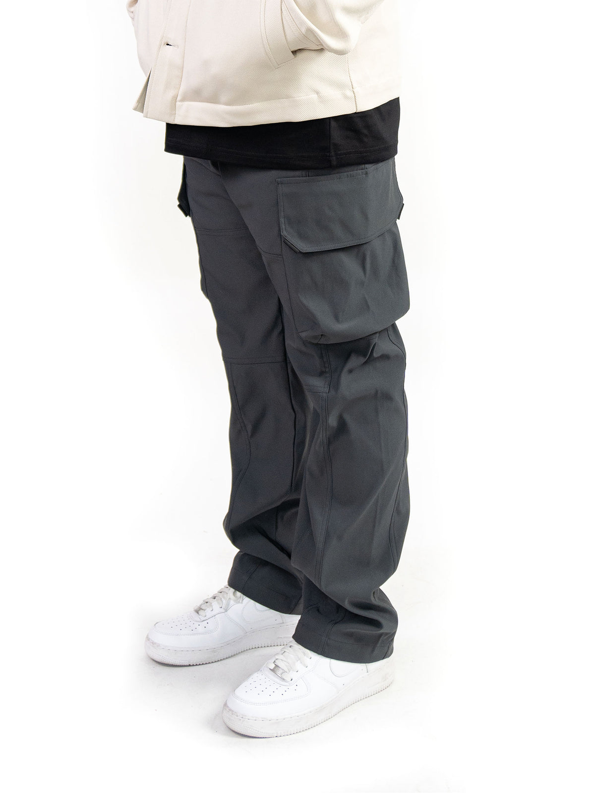 Grey Nylon Cargo Pants