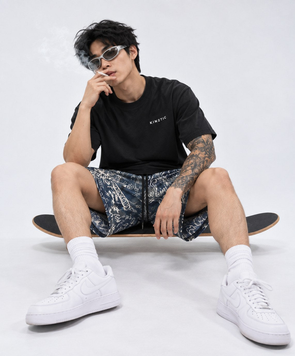 Ronin Denim Motif Shorts